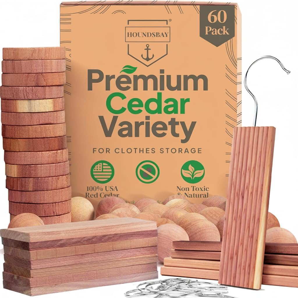 HOUNDSBAY cedar closet blocks protect garments with natural aroma.
