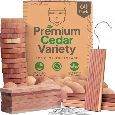 HOUNDSBAY cedar closet blocks protect garments with natural aroma.