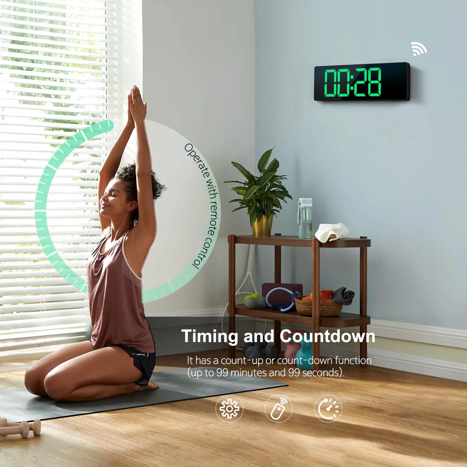 Hournor automatic brightness dimmer adapts for comfortable viewing day and night.
