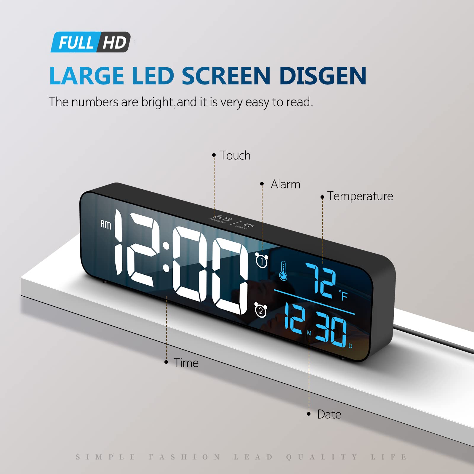 Hournor digital clock bedroom decor adds modern style with clear bedside time checks.