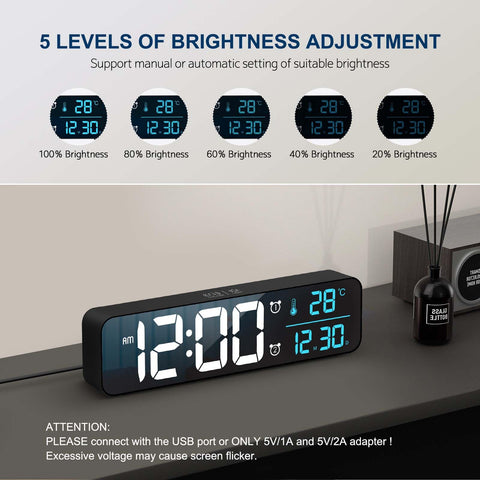 Hournor digital clock dual alarm snooze keeps morning routines on track.