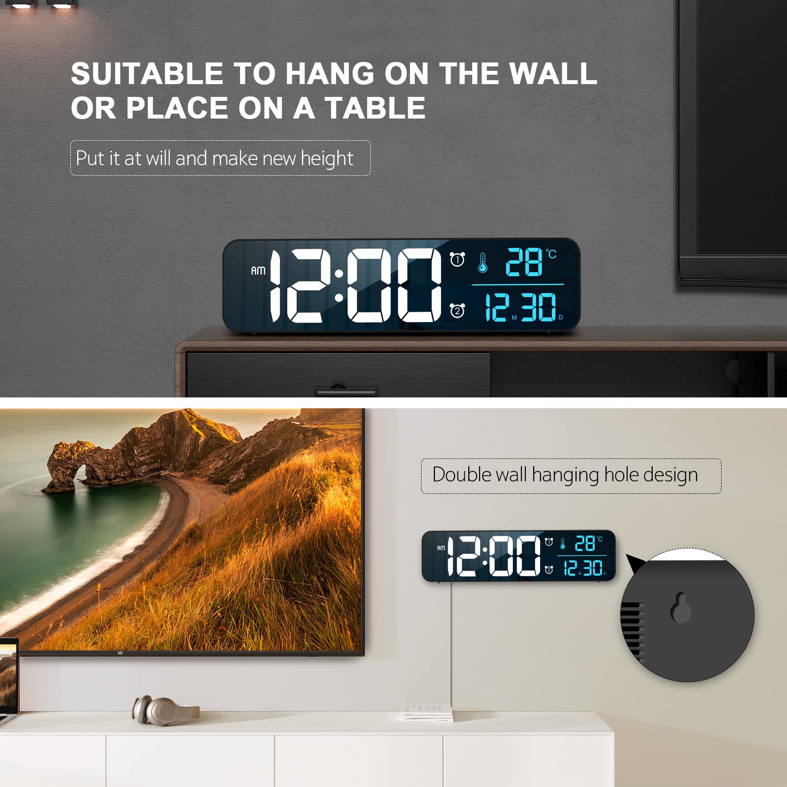 Hournor digital clock memory function preserves time data after power loss.