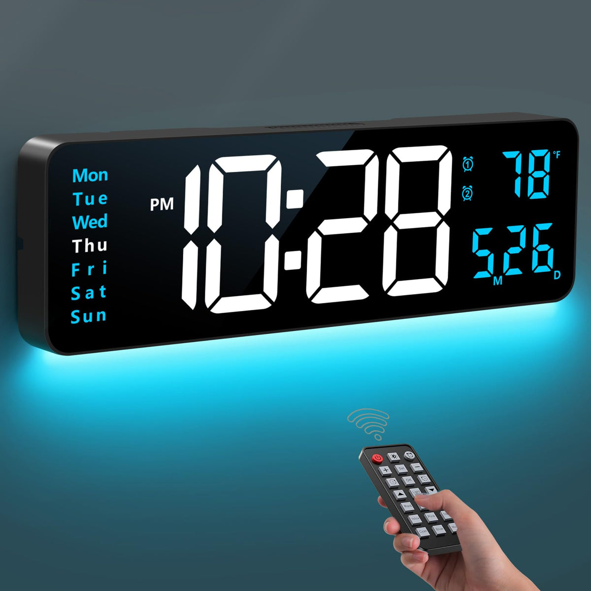 Hournor digital wall clock with 16.2-inch display for easy reading from anywhere in the room