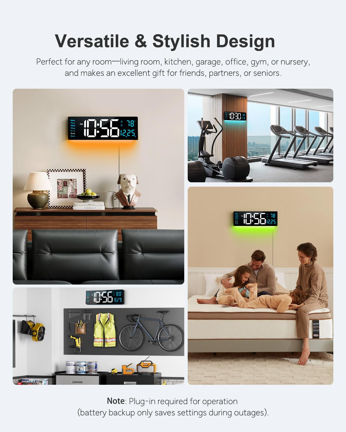 Hournor versatile wall clock complementing living room decor