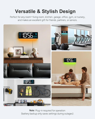 Hournor versatile wall clock complementing living room decor