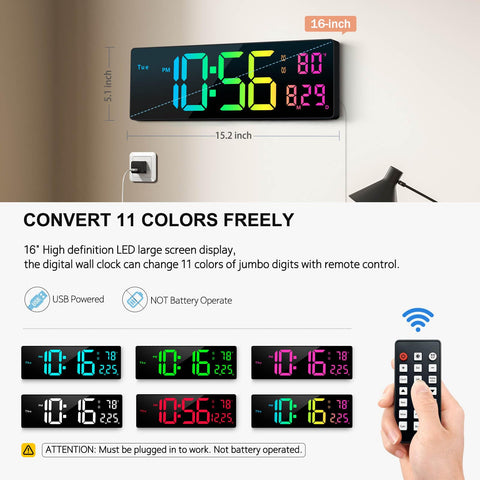 Hournor wall clock with 11 color options for customizable room ambiance.