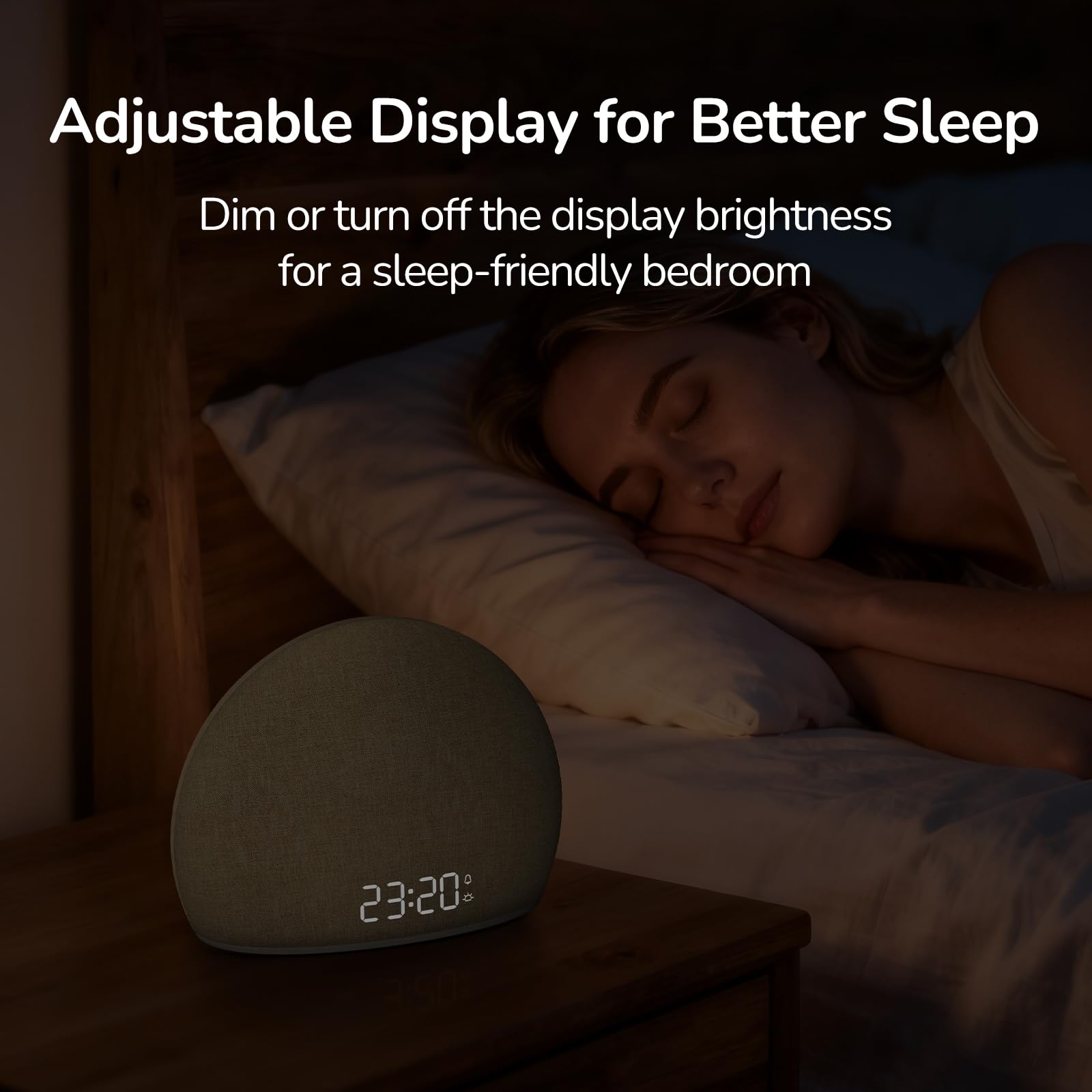 HOUSBAY compact bedside clock with dim display mode for distraction-free nights