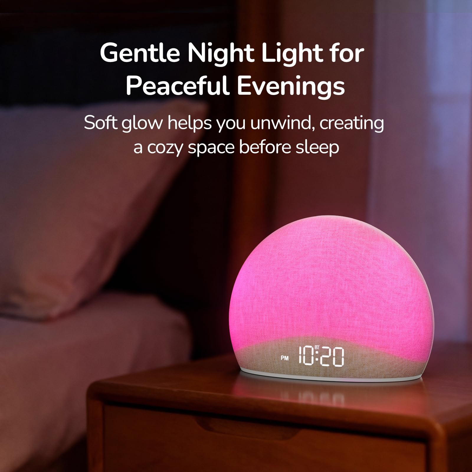 HOUSBAY soft night light in a cozy bedroom setup