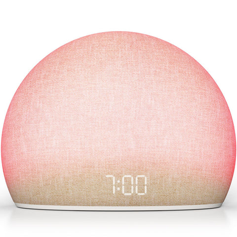 HOUSBAY sunrise alarm clock front view showing gentle wake glow for a calm start