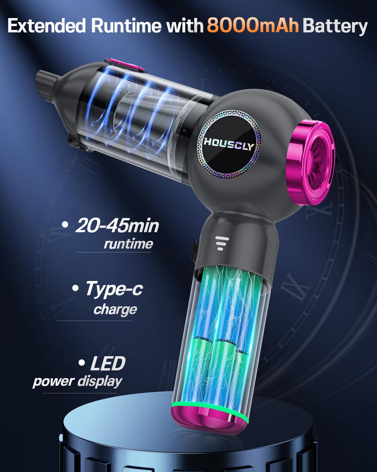 Houscly compact cordless design fits cars and desks