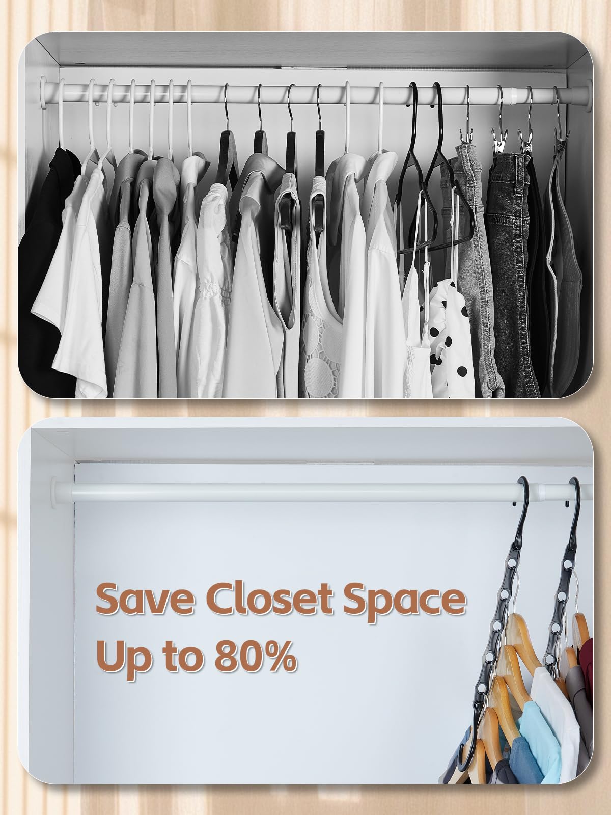 House Day 360-degree rotating hook makes selecting garments easy and quick.