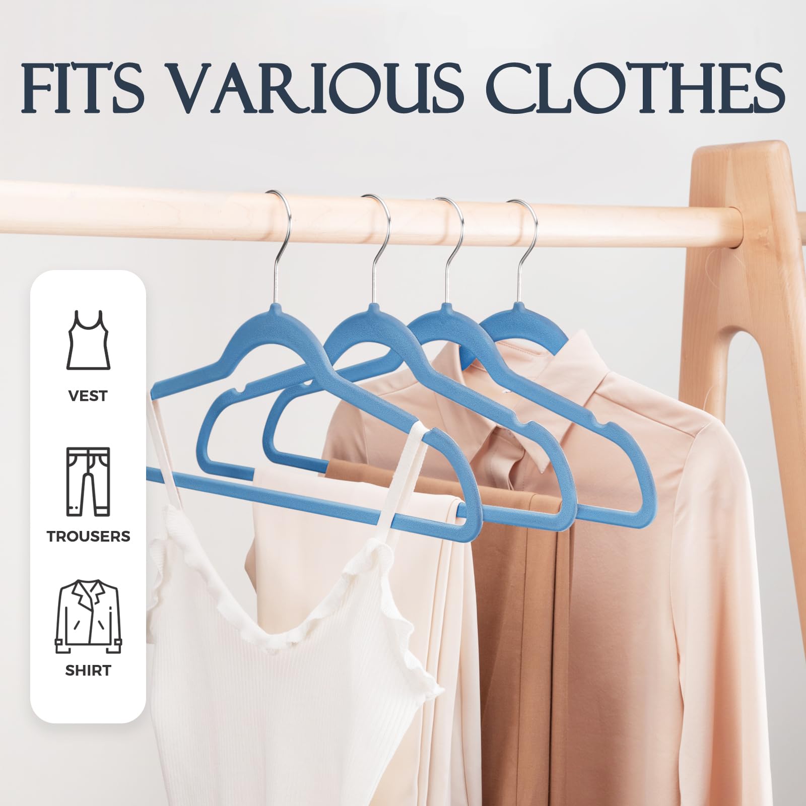 HOUSE DAY 360° swivel hook enables versatile hanging angles for crowded closets.