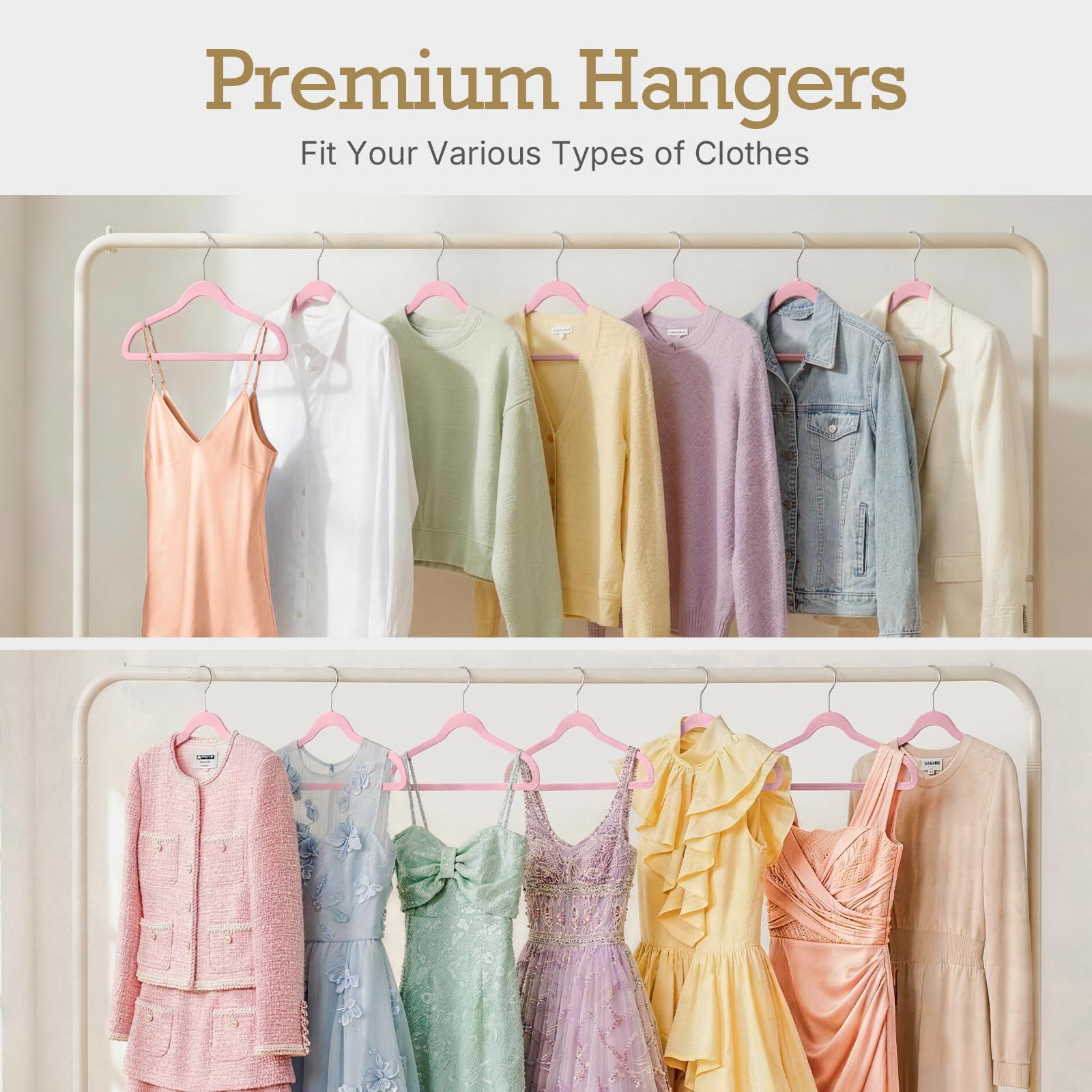 HOUSE DAY 60-pack closet organizers ideal for dorms, apartments, and homes.