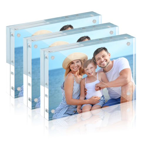 HOUSE DAY acrylic 4x6 frame with magnetic closure keeps photos securely in place.