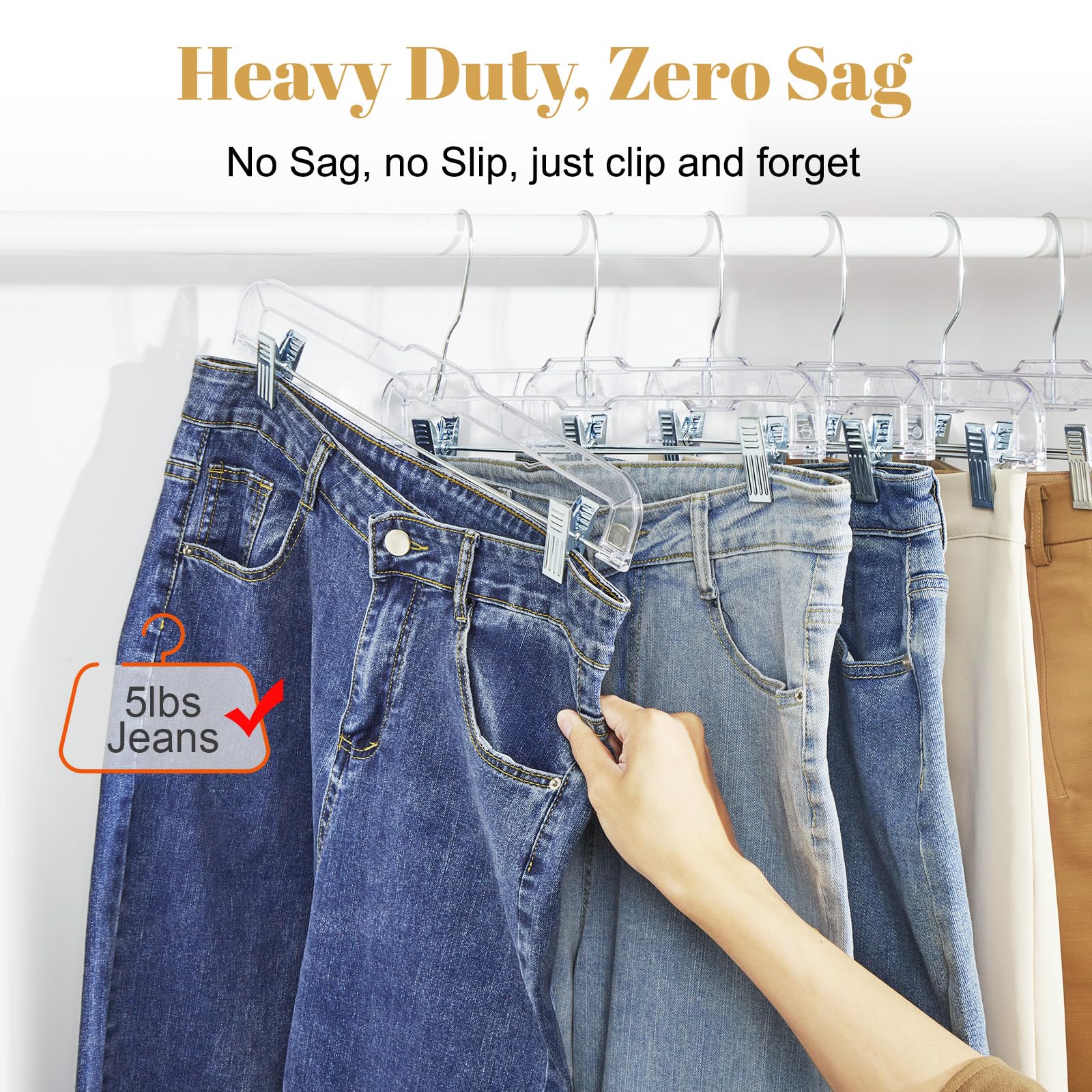 HOUSE DAY adjustable clip hanger adapts to skirts, pants, or scarves for versatile storage.