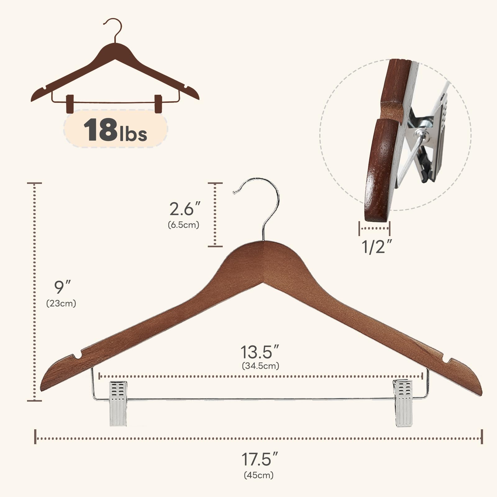 House Day adjustable clips securely hang pants for varied sizes.