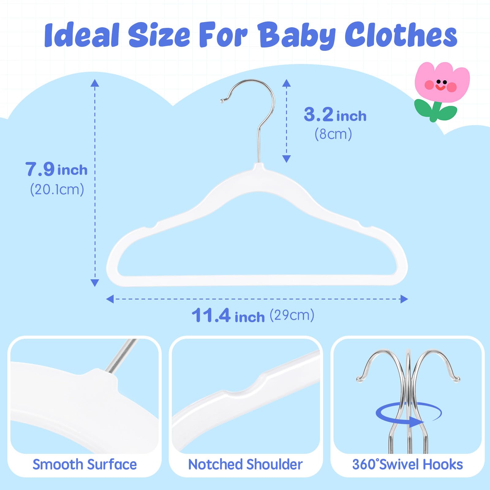 HOUSE DAY 360-degree rotatable hook on baby hangers for easy access