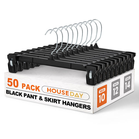 HOUSE DAY black pants hangers clip closeup showing strong non-slip grip for secure drying.