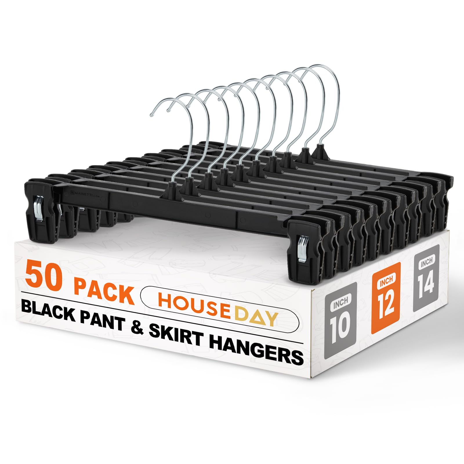 HOUSE DAY black pants hanger with clip offering secure garment grip
