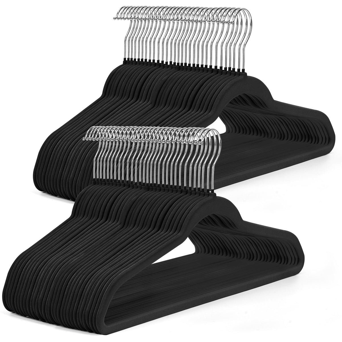 HOUSE DAY black velvet hangers with non-slip grip for delicate fabrics