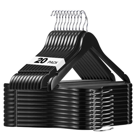 HOUSE DAY black wooden hanger 20-pack supports heavy coats without bending