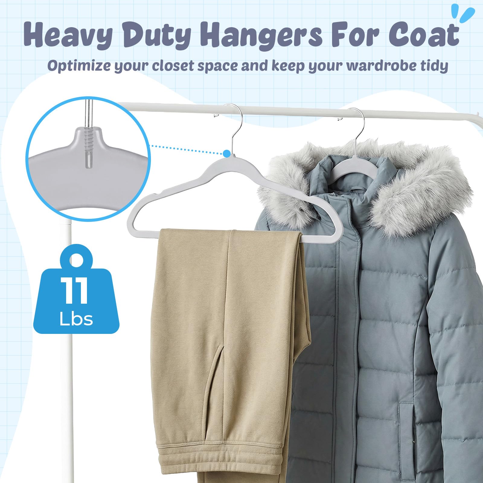 HOUSE DAY versatile hangers for coats, dresses, pants, and more.