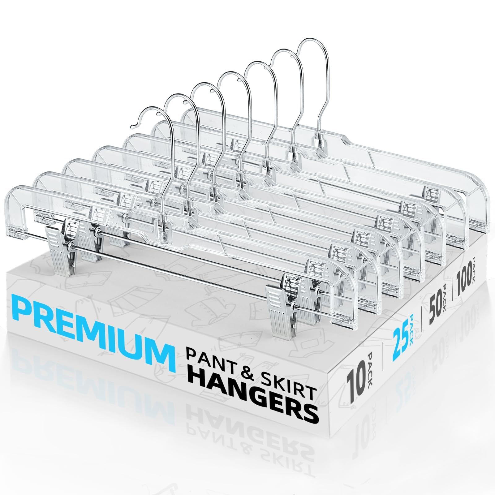 House Day clear pants hanger clip 14-inch showing sturdy grip for wrinkle-free storage