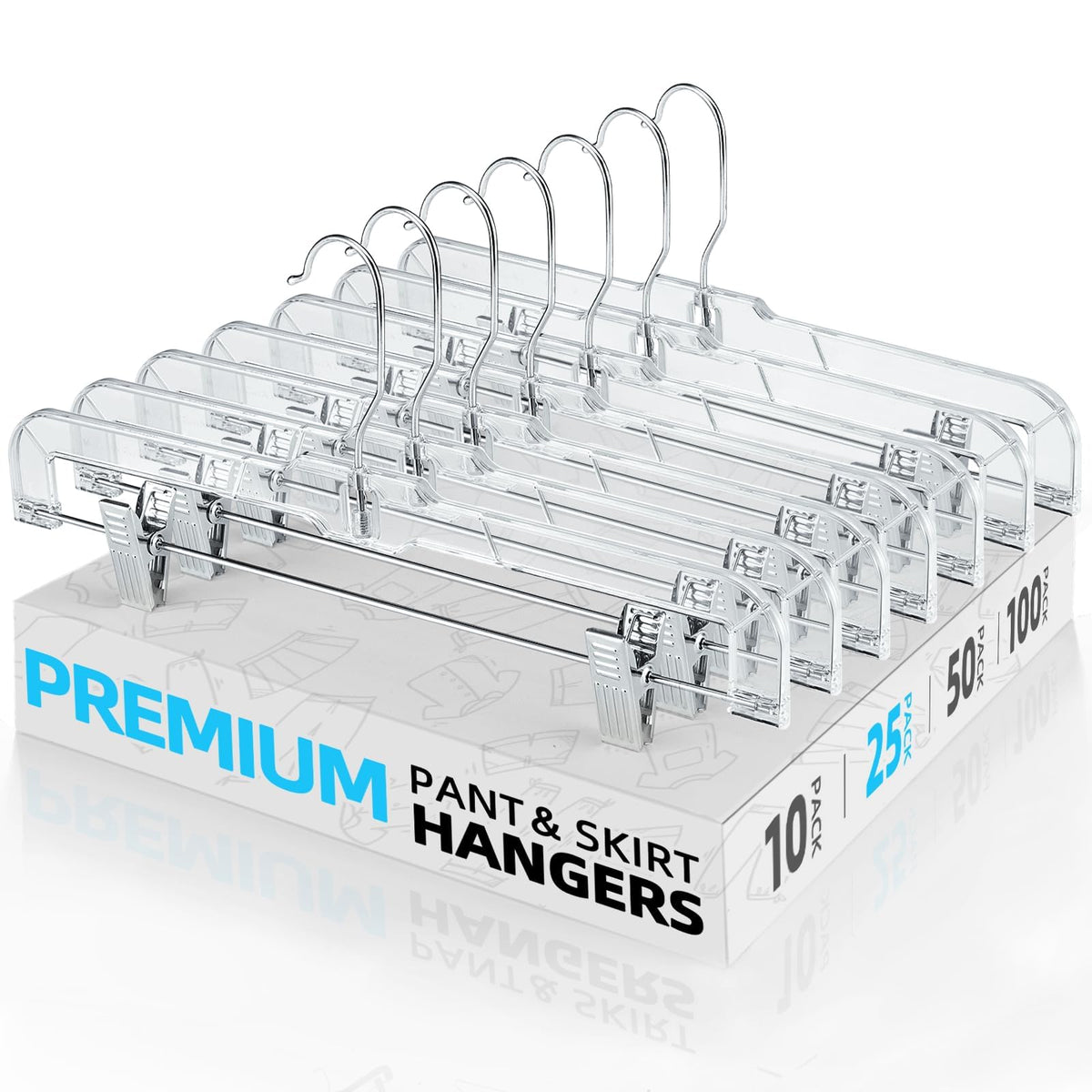 House Day clear pants hanger clip 14-inch showing sturdy grip for wrinkle-free storage