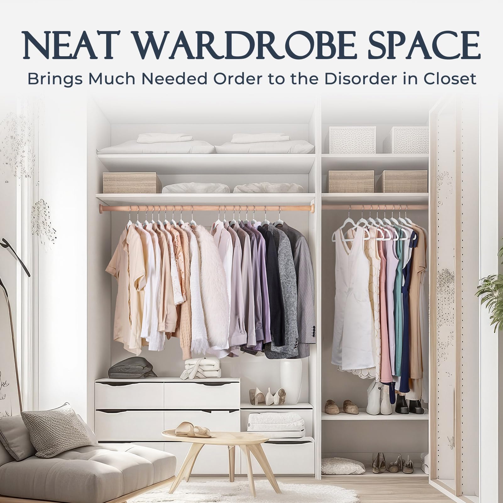 House Day closet-organization solution keeps wardrobe tidy and easy to navigate.