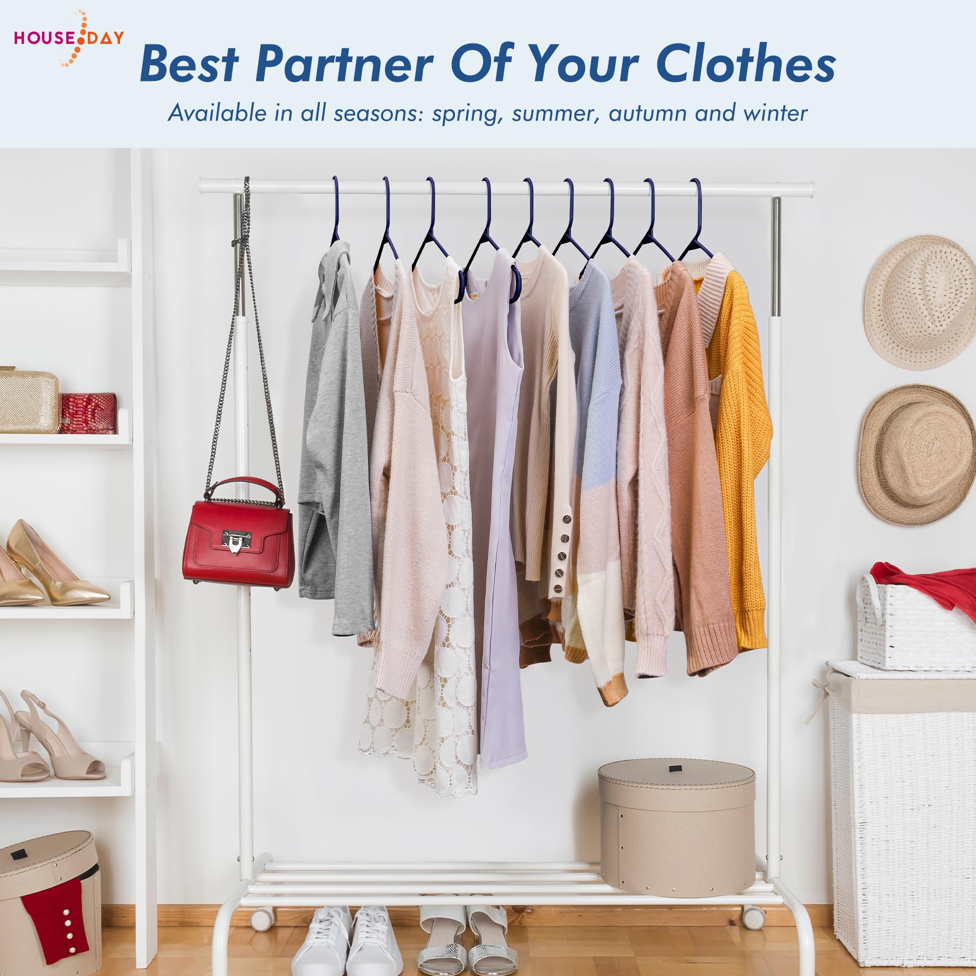 HOUSE DAY closet-organization hangers help create a neat wardrobe
