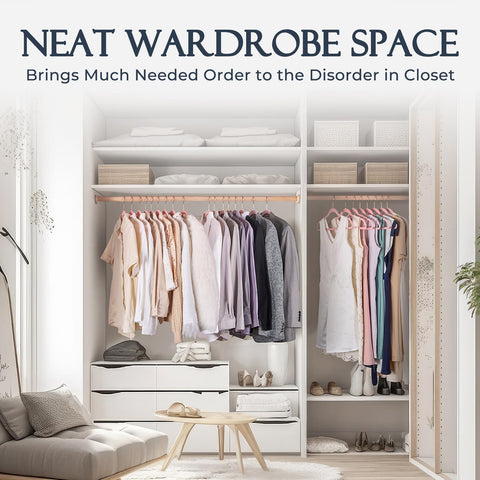 House Day closet organization visual with polished rose gold hook.
