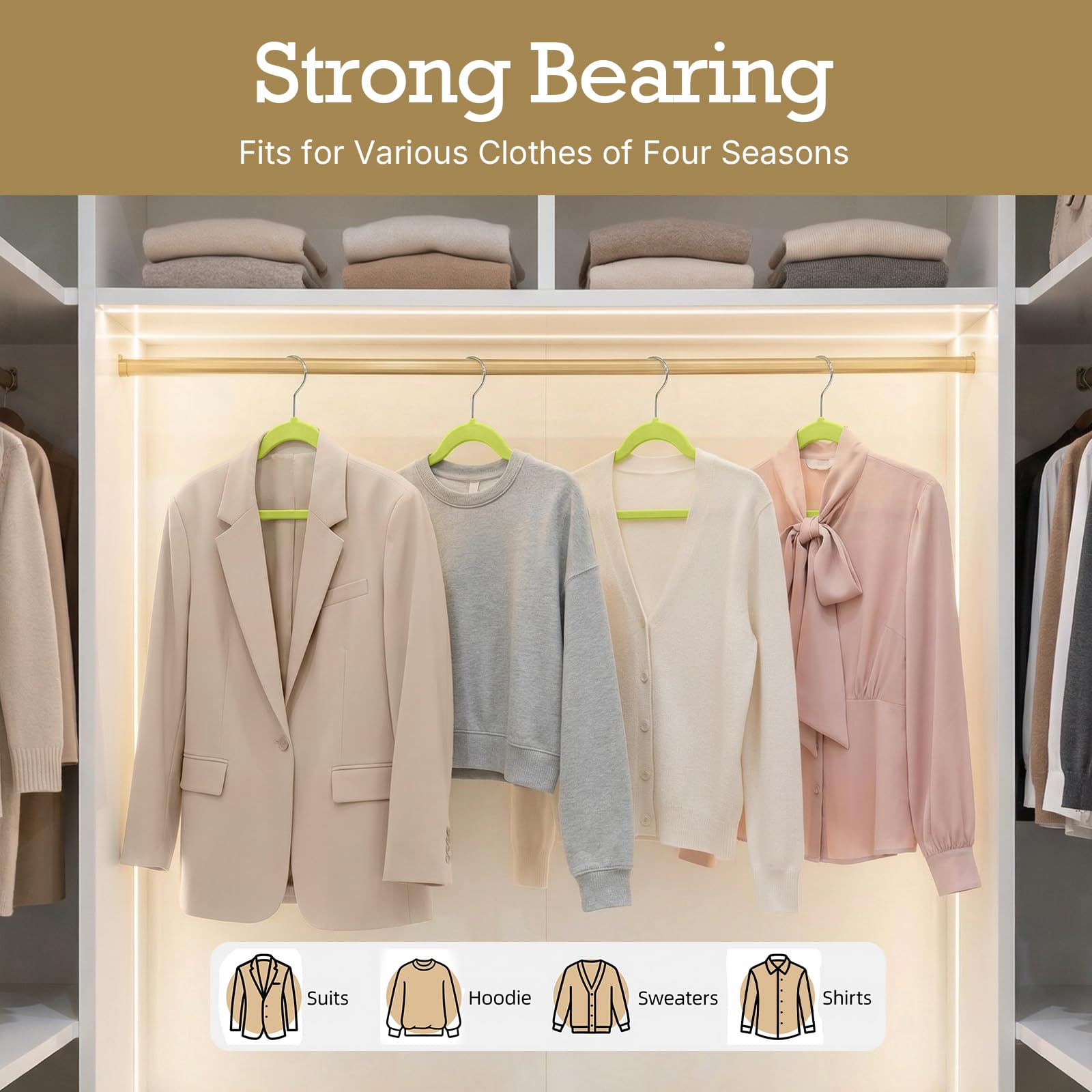 HOUSE DAY Groove on shoulders holds delicate straps securely.