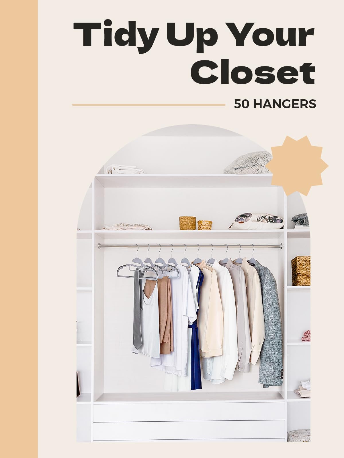 HOUSE DAY heavy-duty coat hanger in a tidy closet.