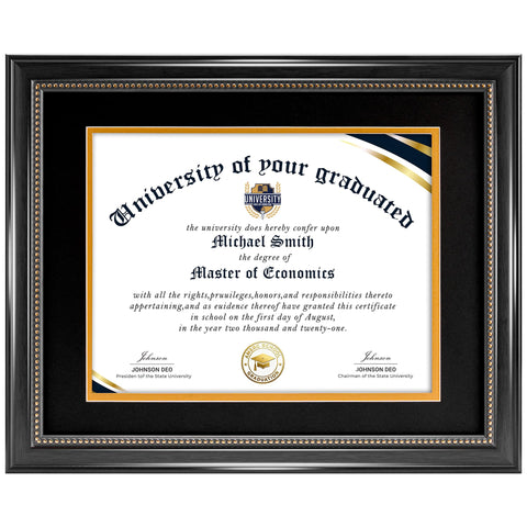 House Day 11x14 frame with mat for an elegant, dust-free diploma display.