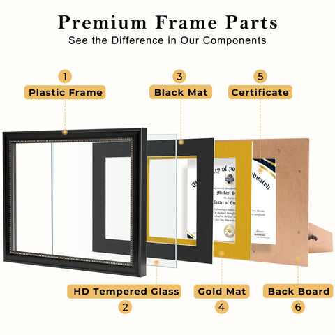 House Day black finish diploma frame complements any decor and space.