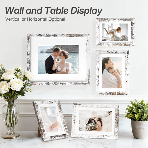 HOUSE DAY distressed white 5x7 frame on tabletop, horizontal layout for family photos