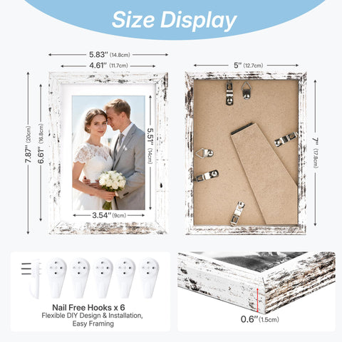 HOUSE DAY distressed white 5x7 frame on tabletop, vertical orientation for portraits