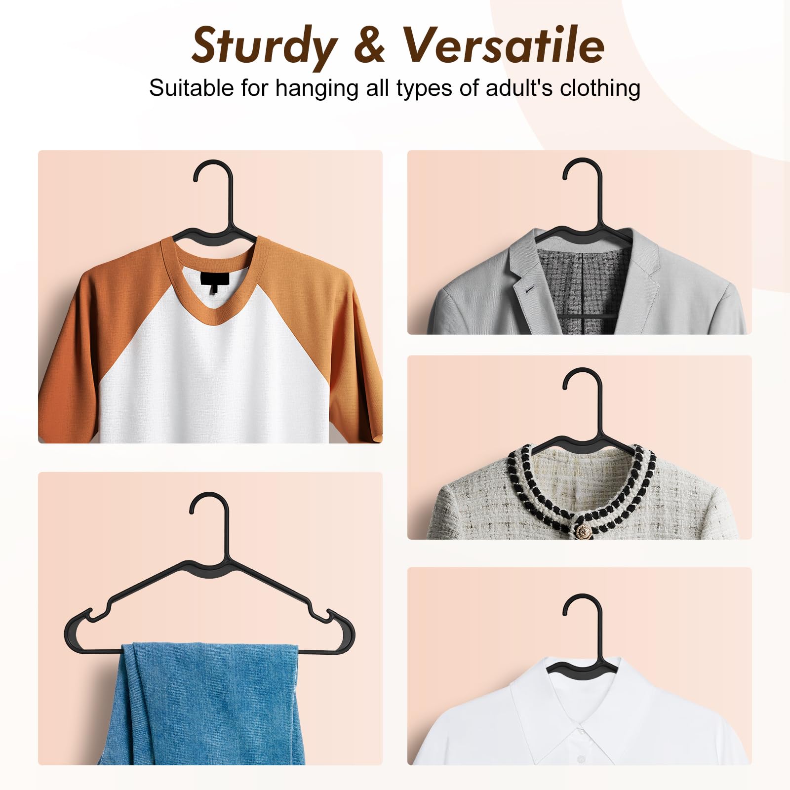 HOUSE DAY durable 16-25-inch hangers keep outfits straight and resist warping over time