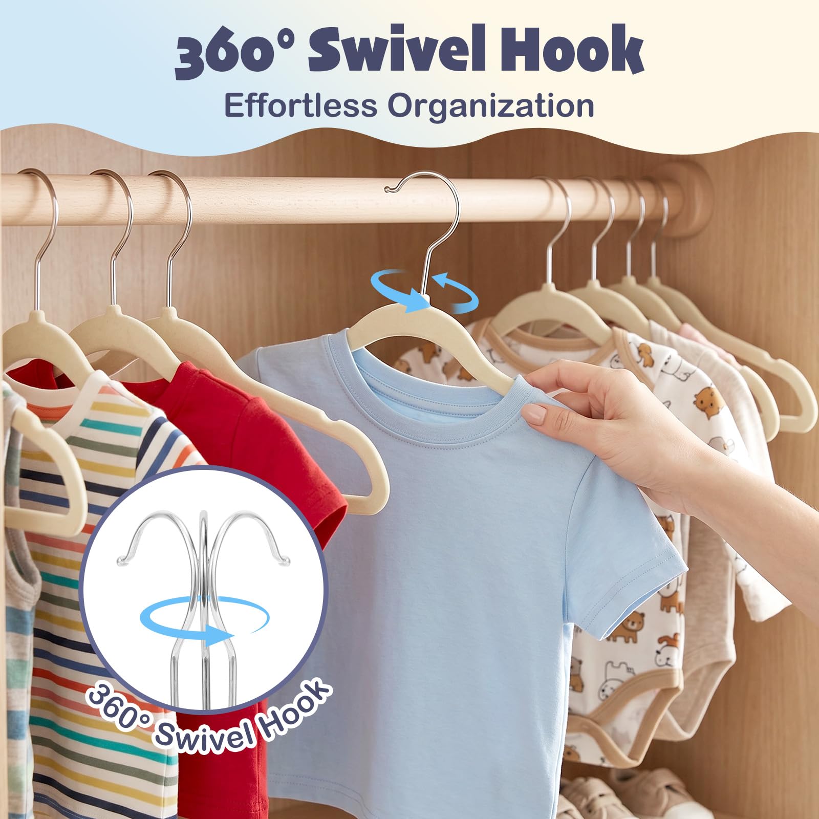 HOUSE DAY durable 8lbs capacity velvet hanger for growing kids' clothes.