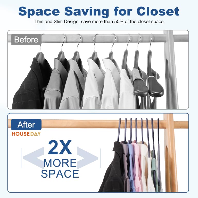 HOUSE DAY lightweight durable plastic hanger withstands daily use.
