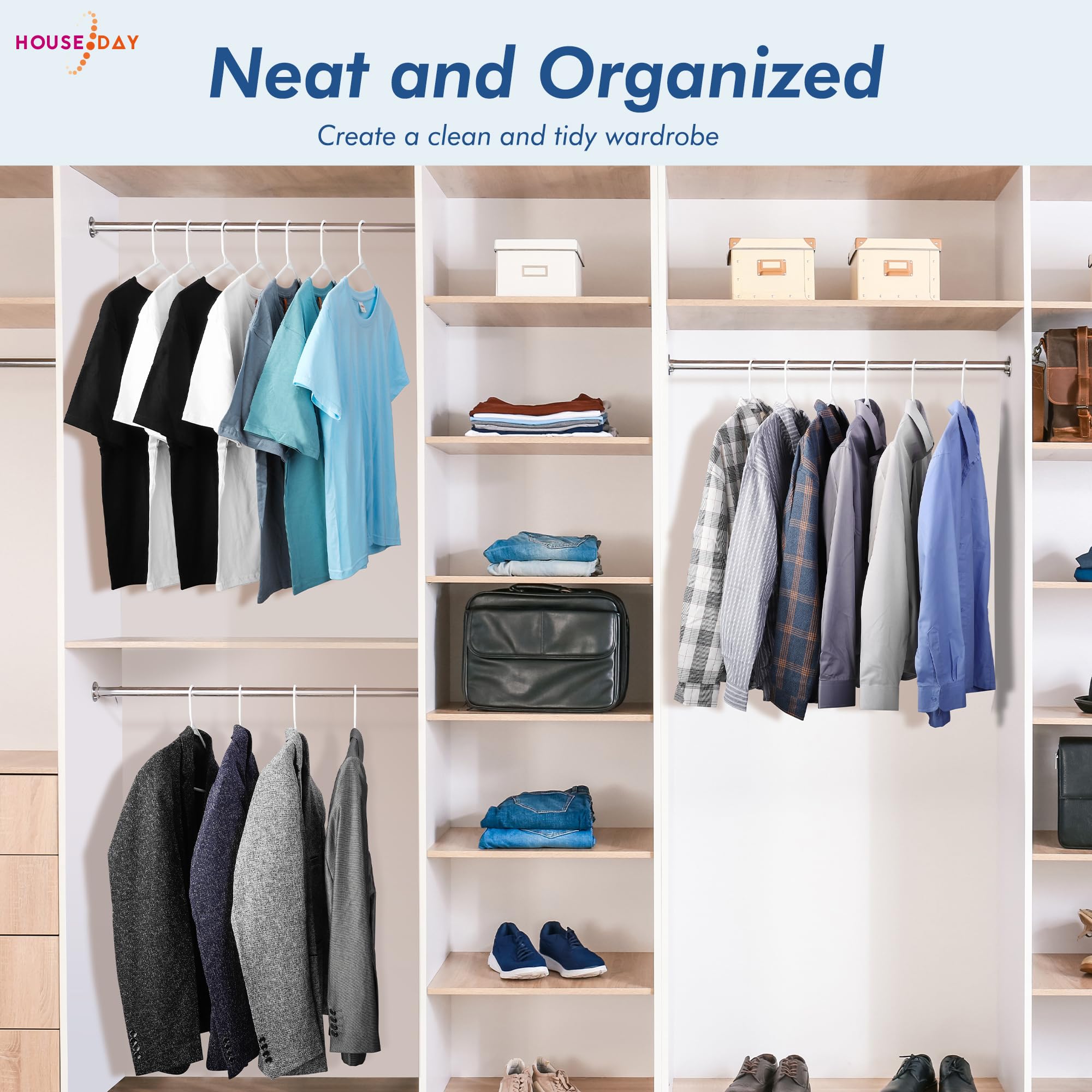 HOUSE DAY eco-friendly plastic hangers offer sustainable closet storage.