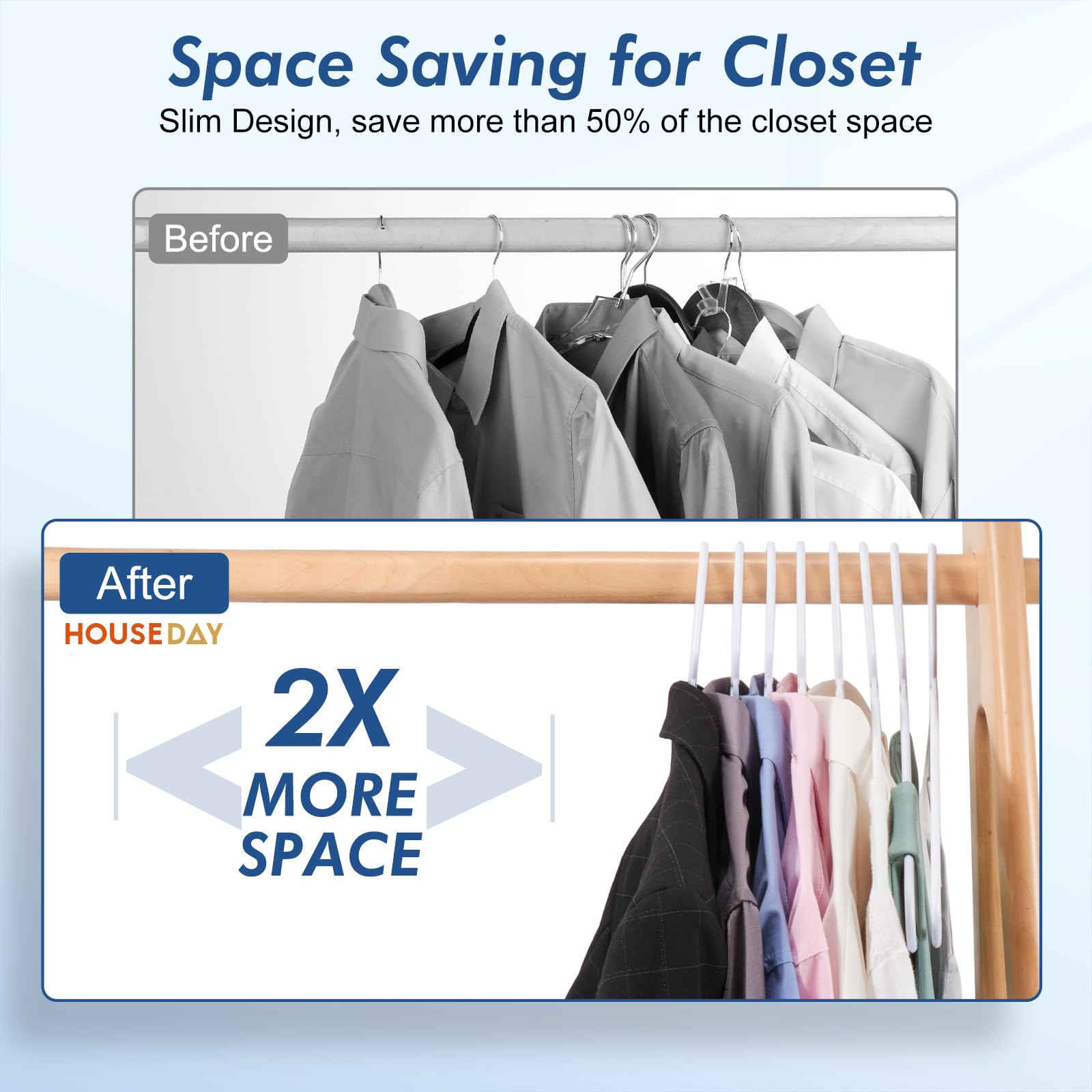 HOUSE DAY eco-friendly plastic offers odor-free storage for your wardrobe.