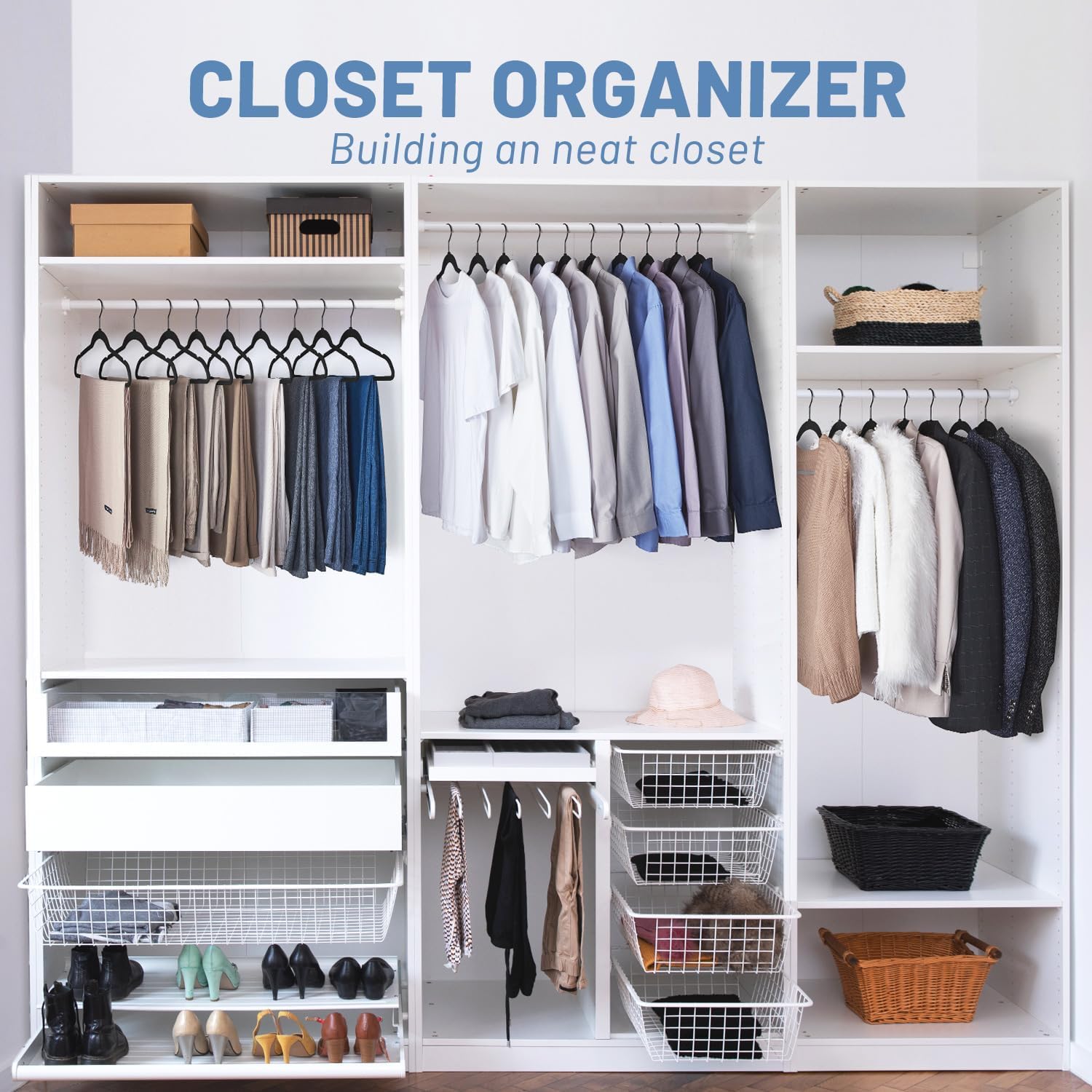 House Day stylish black velvet hangers elevate closet aesthetics.