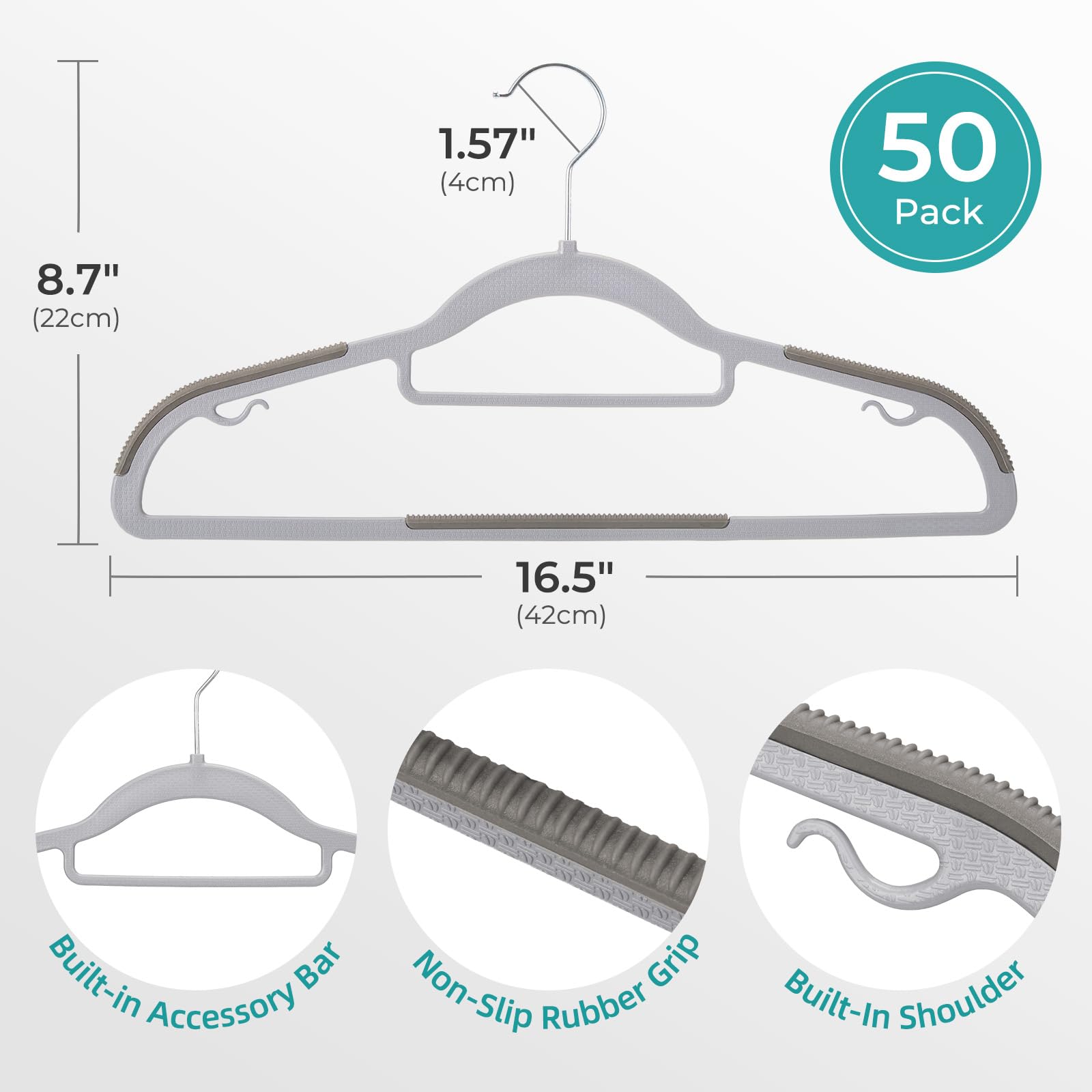 HOUSE DAY heavy-duty ABS plastic hangers support heavy coats without bending.