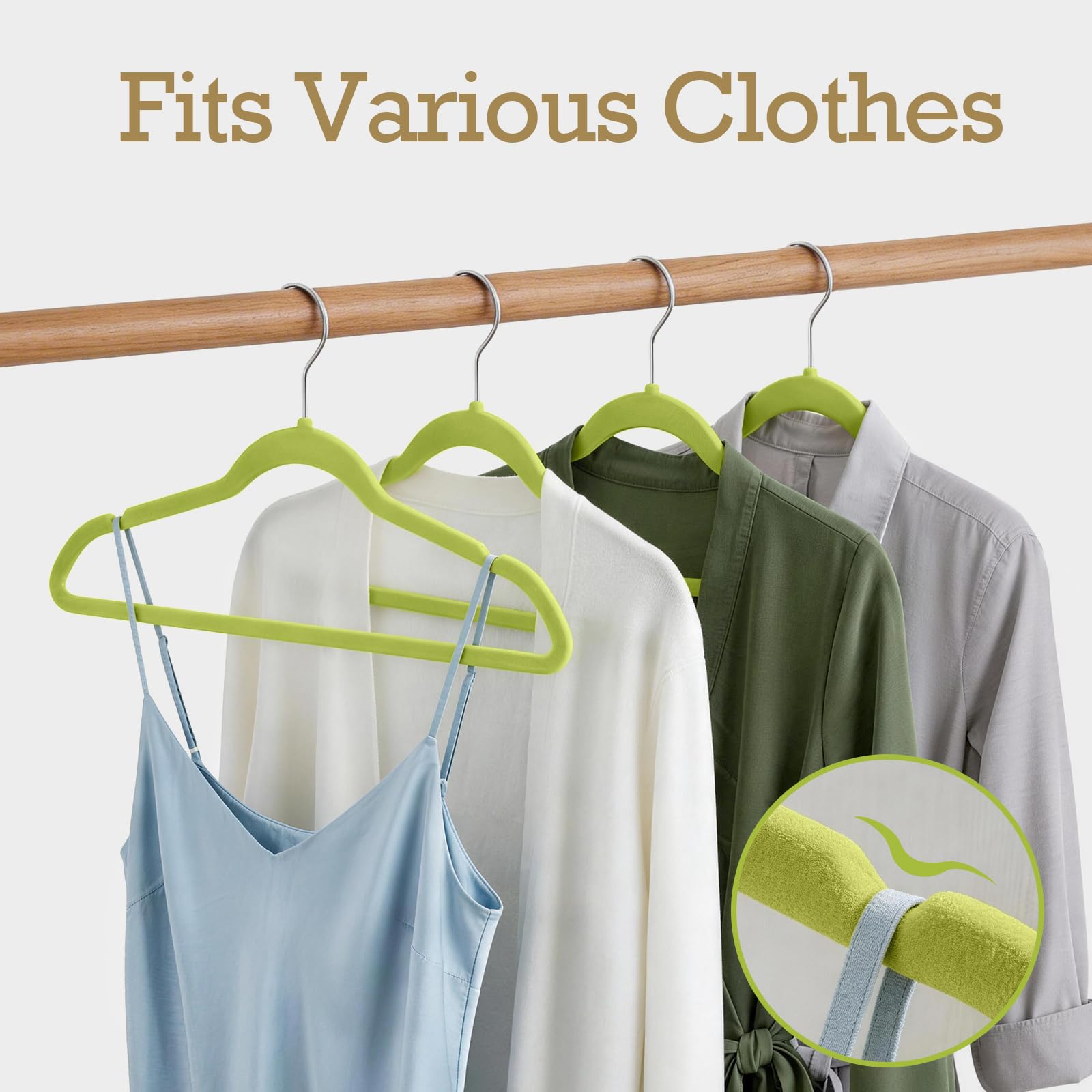 HOUSE DAY Heavy-duty velvet hangers support up to 11 lbs without sagging.
