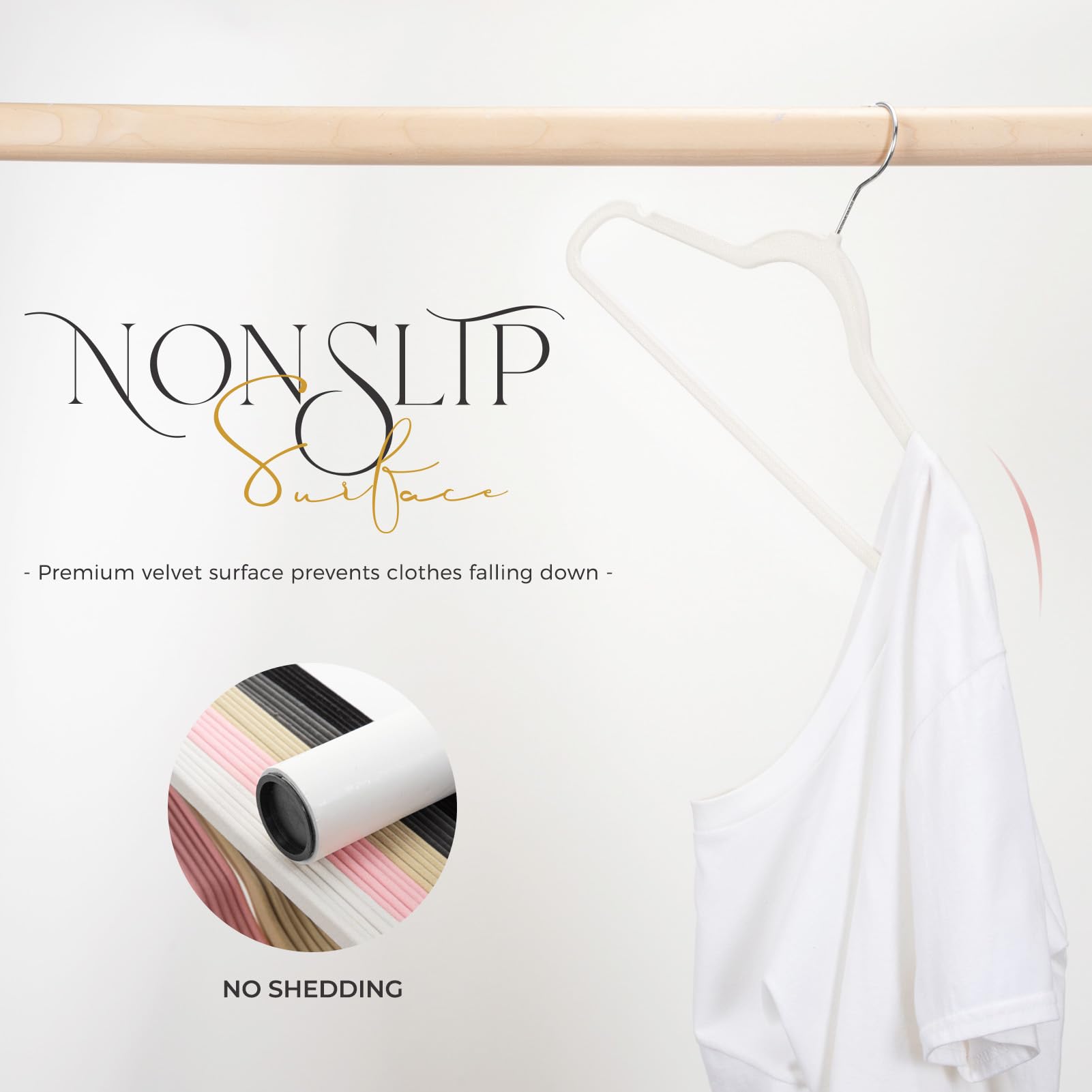 HOUSE DAY Heavy-duty velvet hangers support coats up to 11 pounds.