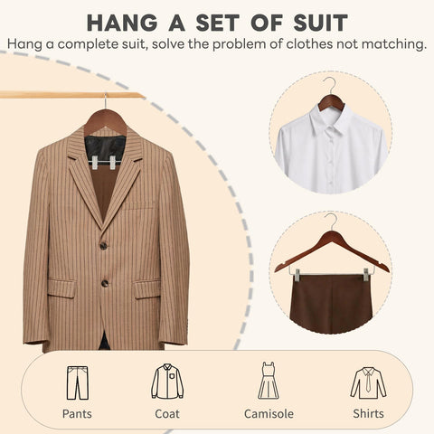 House Day heavy-duty walnut wood hangers support coats and suits reliably.