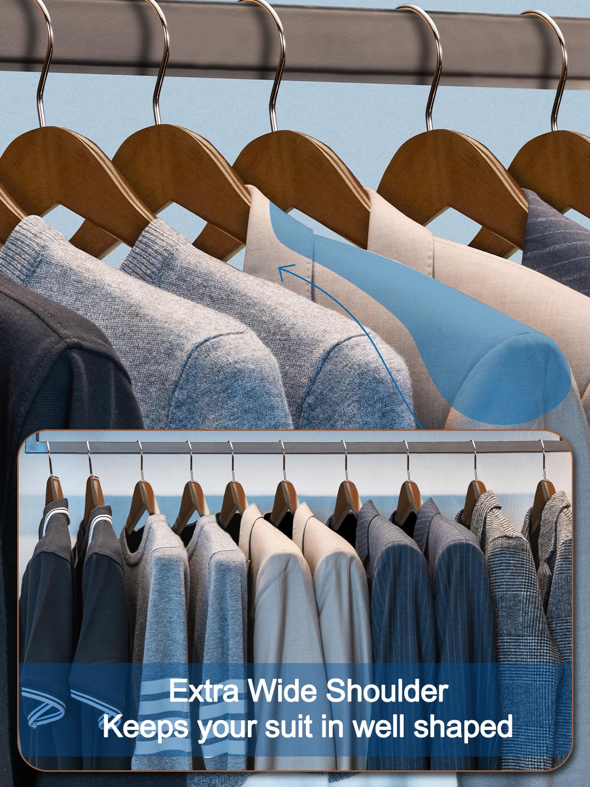 House Day heavy-duty wood hanger supports heavy coats and leather jackets