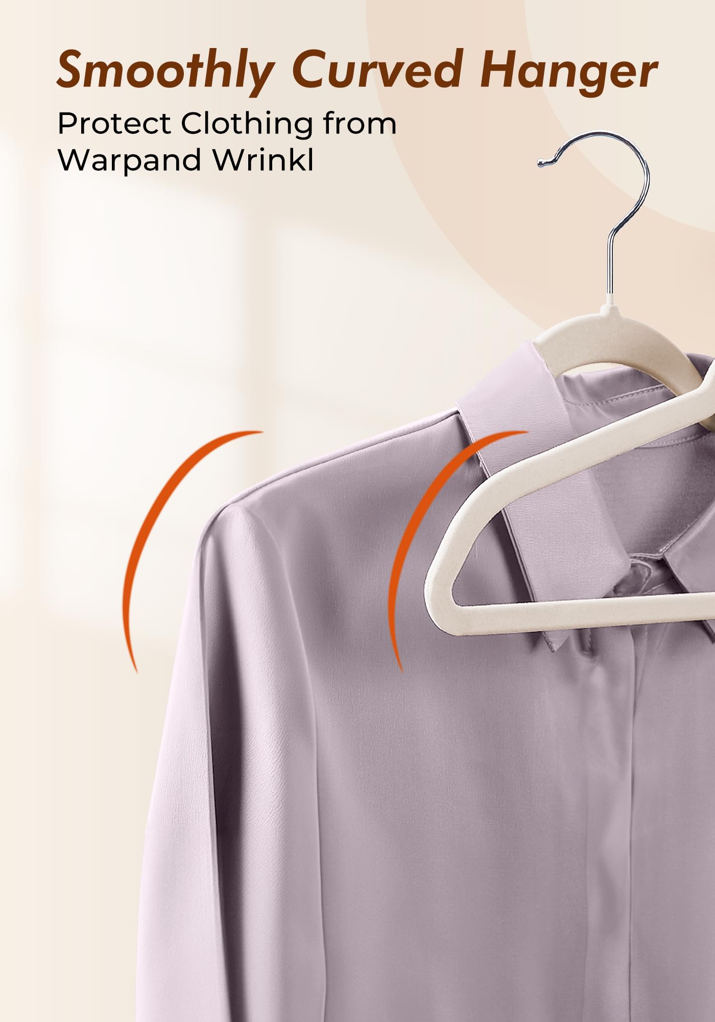 House Day Ivory Velvet Hangers 17.5-inch length fits standard wardrobes.