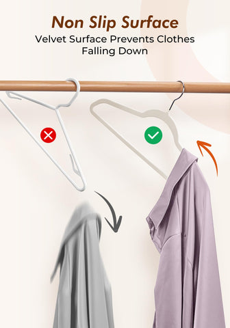House Day Ivory Velvet Hangers non-slip surface secures delicate fabrics.
